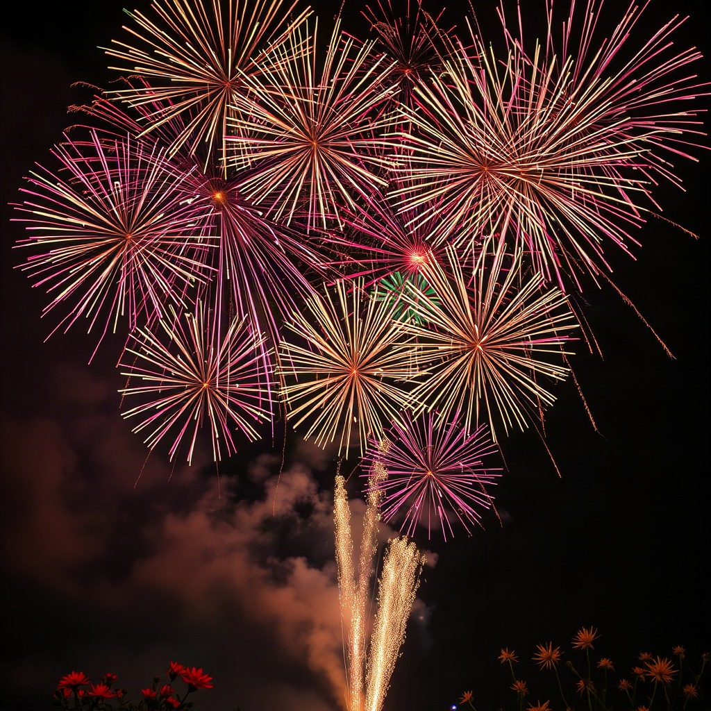 12. The fireworks exploded like a bouquet of flowers